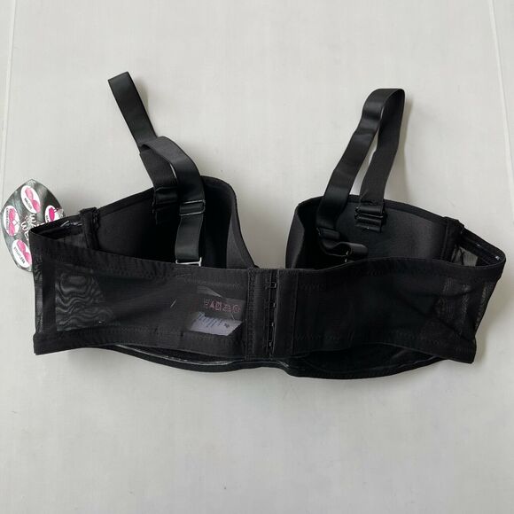 NEW Black Fuchsia by Secret Lace LLC Womens Black Mesh Sides Bra (Various Sizes) - Picture 3 of 5
